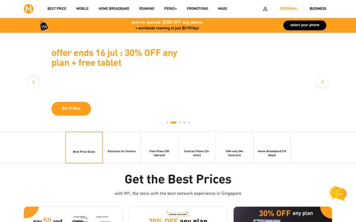 Screenshot of m1.com.sg