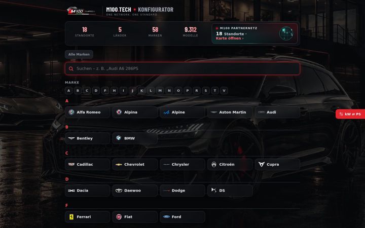 Screenshot of m100cars.com