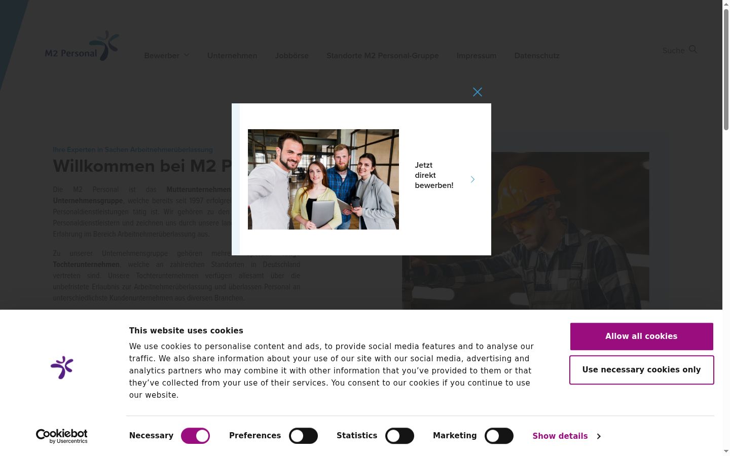 Screenshot del banner di consenso mostrato prima di qualsiasi interazione