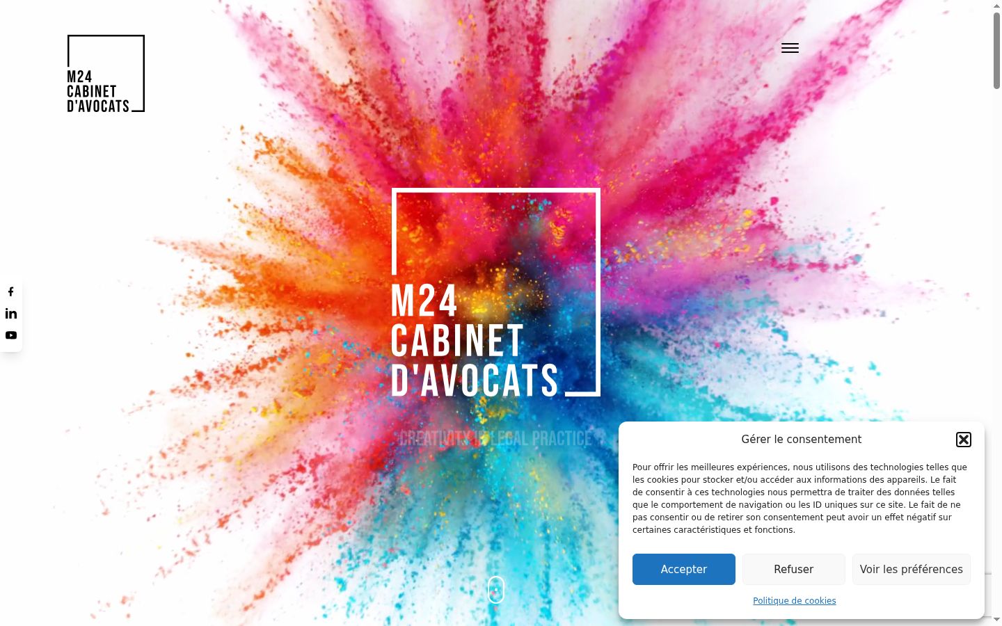 Capture d'écran de la bannière de consentement affichée avant toute interaction
