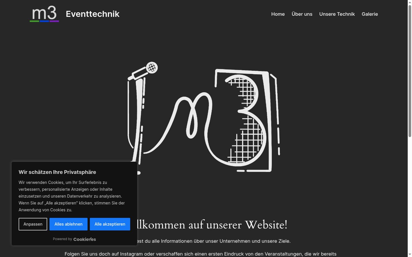 Screenshot del banner di consenso mostrato prima di qualsiasi interazione