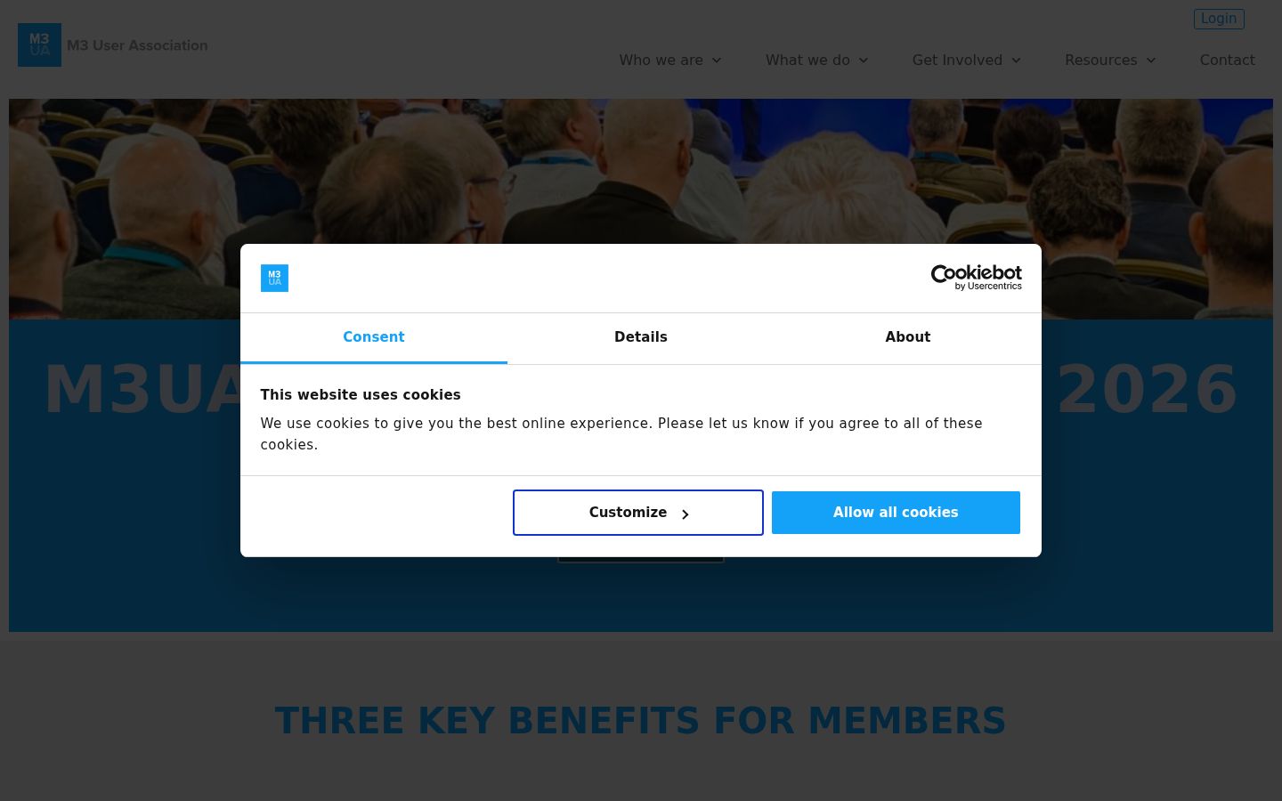 Screenshot of the consent banner shown before any interaction