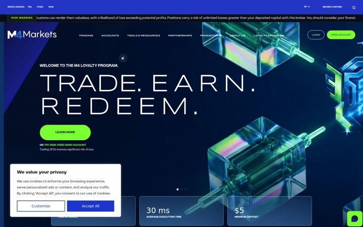 Screenshot ta' m4markets.com