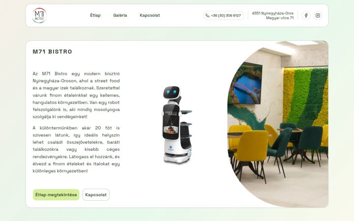 Képernyőkép: m71bistro.hu