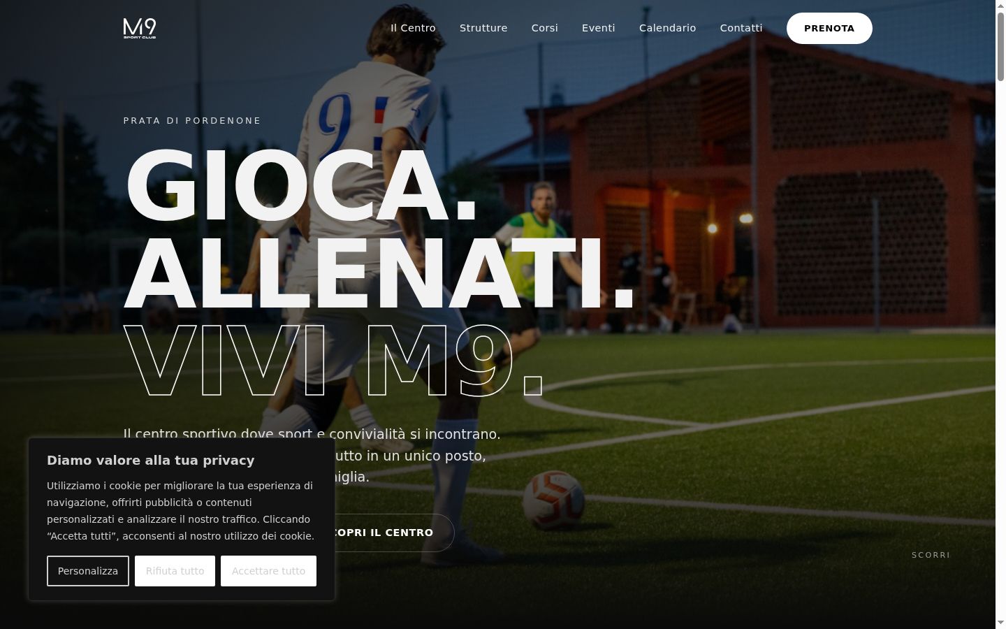Screenshot del banner di consenso mostrato prima di qualsiasi interazione