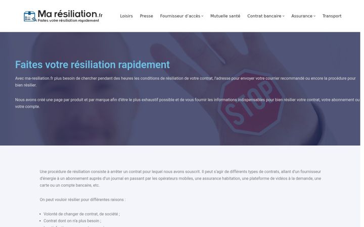 Screenshot of ma-resiliation.fr