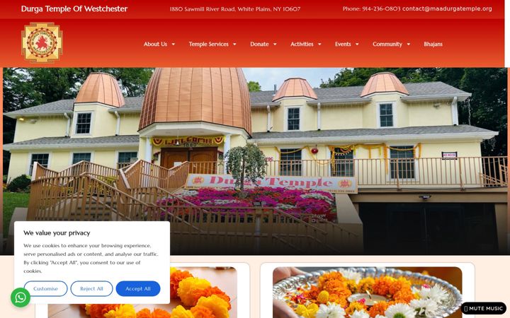 Screenshot of maadurgatemple.org