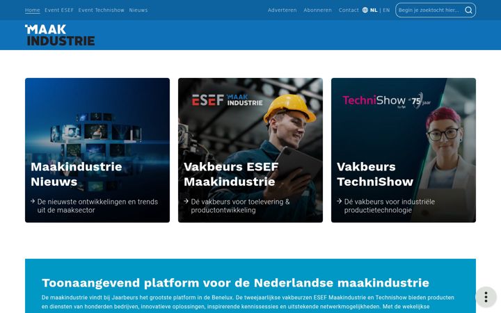 Screenshot stránky maakindustrie.nl