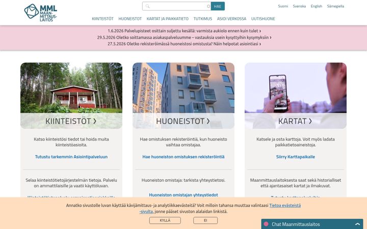 Screenshot of maanmittauslaitos.fi