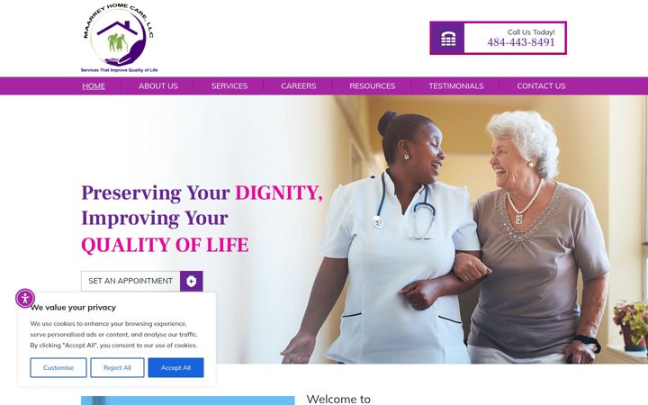 Screenshot of maarreyhomecare.com