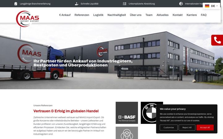 Screenshot of maas-import-export.de