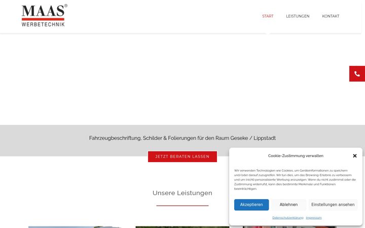 Screenshot of maas-werbetechnik.de