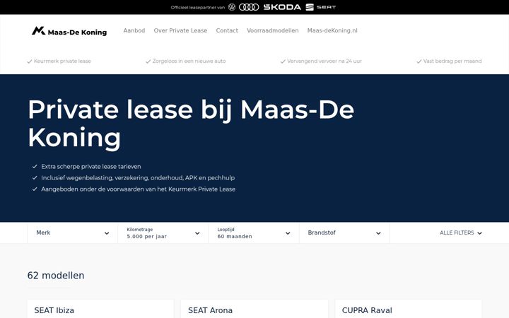 Screenshot of maasdekoningprivatelease.nl