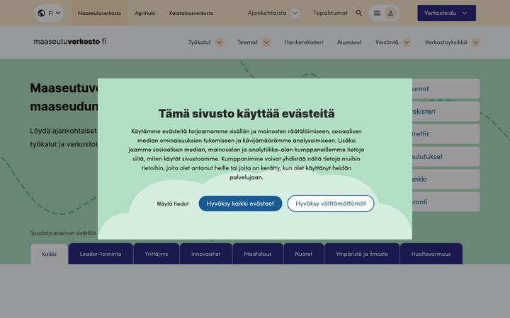 Screenshot of maaseutuverkosto.fi