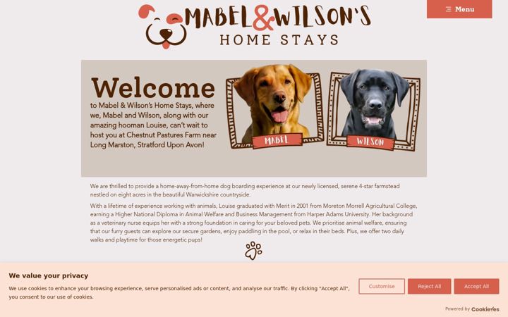Screenshot of mabelandwilsonshomestays.com