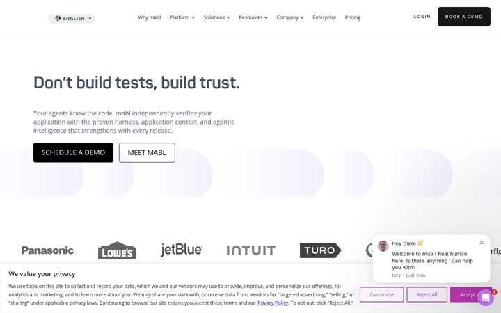 Screenshot of mabl.com