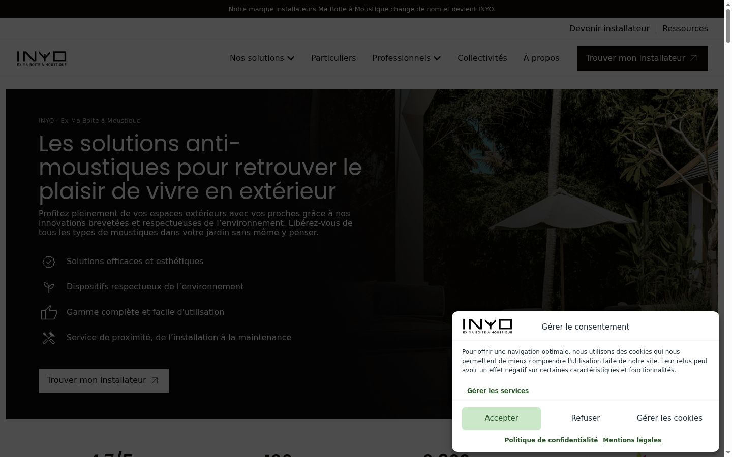 Screenshot of the consent banner shown before any interaction