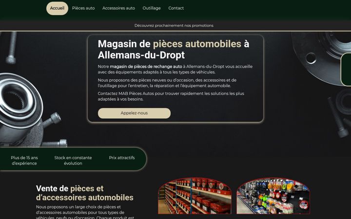 Screenshot of mabpiecesautos.fr