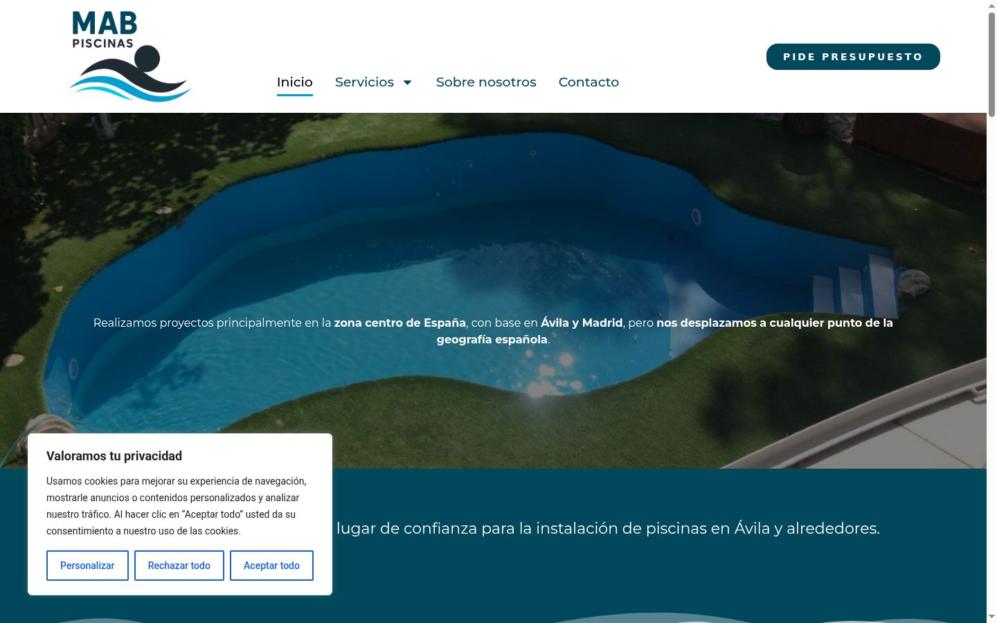Captura de ecrã do banner de consentimento apresentado antes de qualquer interação