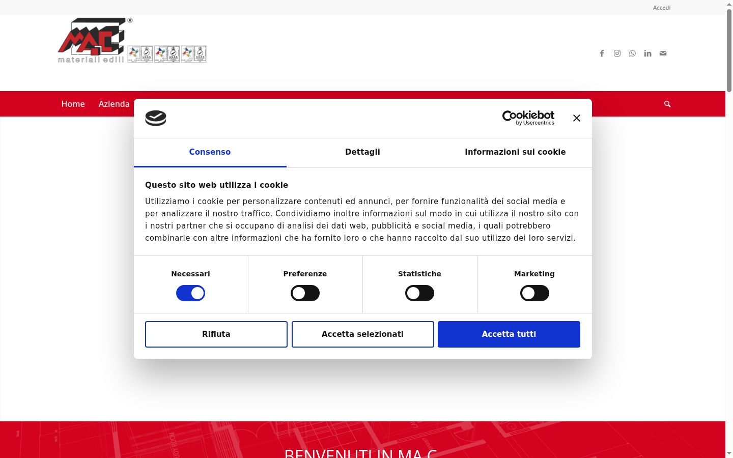 Captura de ecrã do banner de consentimento apresentado antes de qualquer interação