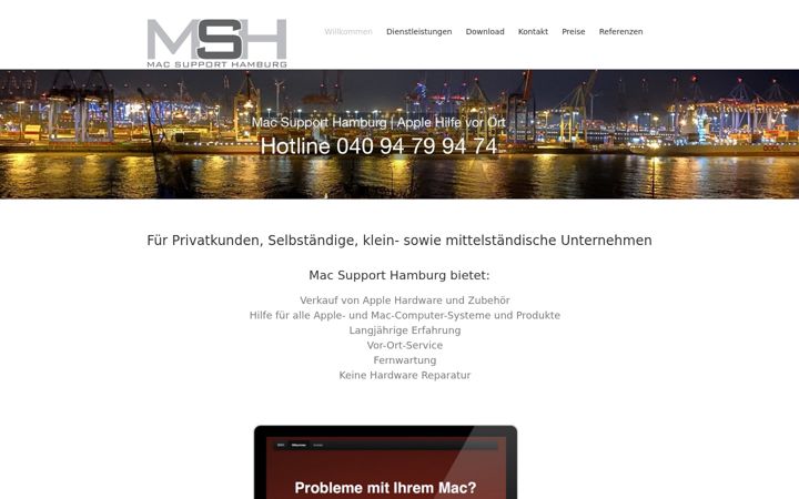 Screenshot of mac-support-hamburg.de