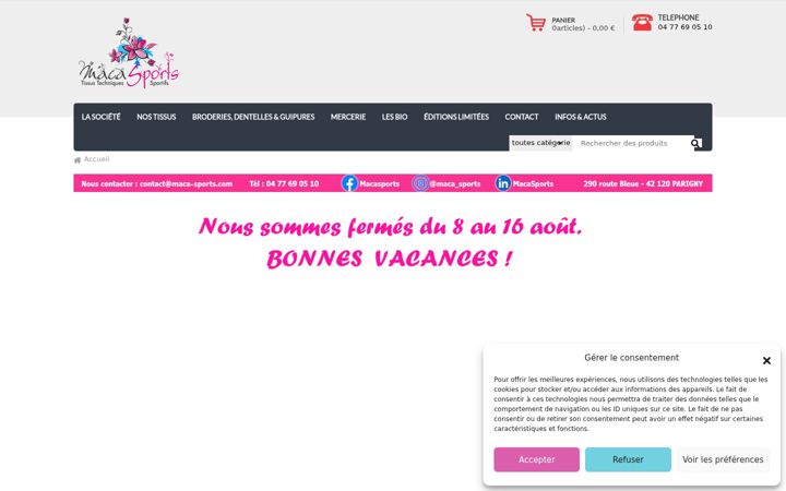 Screenshot of maca-sports.com