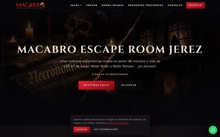 Screenshot of macabroescaperoom.com