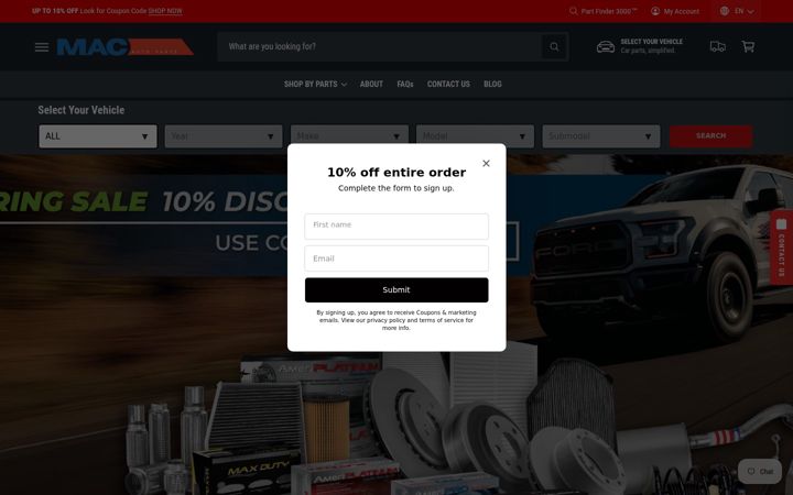 Screenshot of macautoparts.net