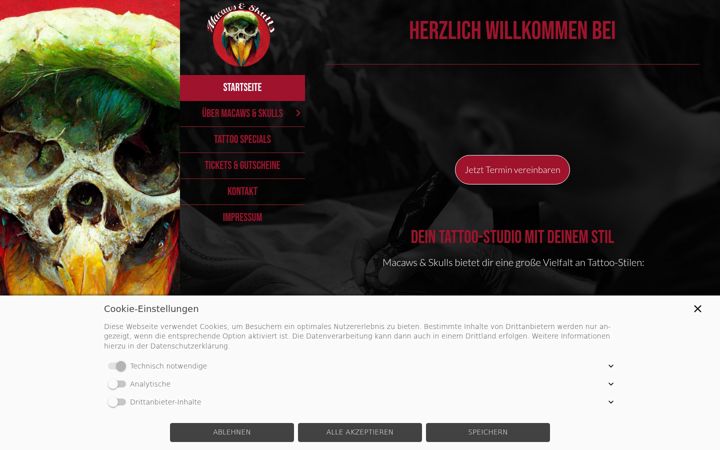 Screenshot of macawsandskulls.com