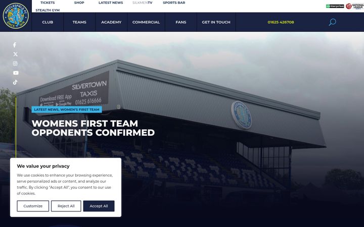Screenshot of macclesfieldfc.com