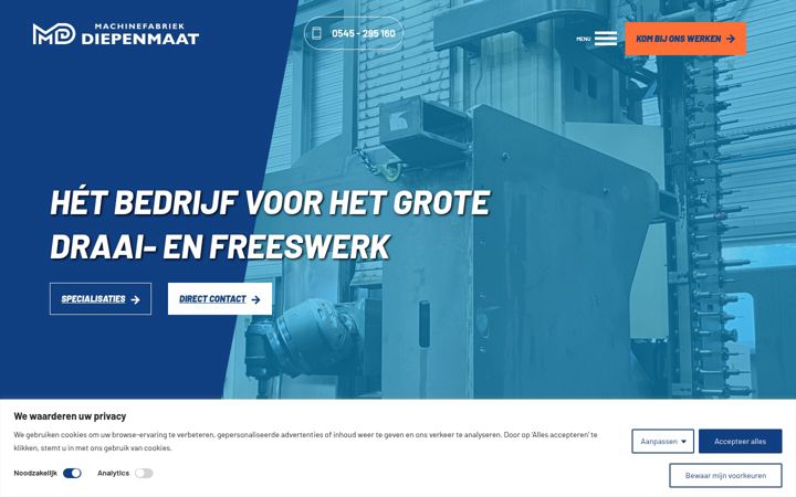 Screenshot of machinefabriekdiepenmaat.nl