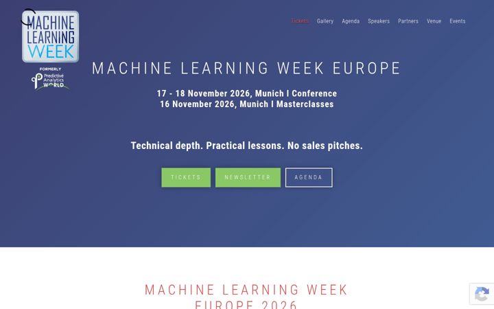 Screenshot of machinelearningweek.eu