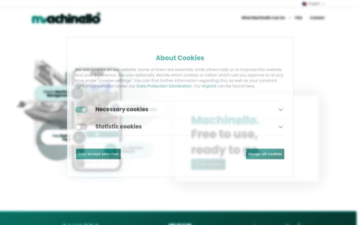 Snímek obrazovky machinello.com