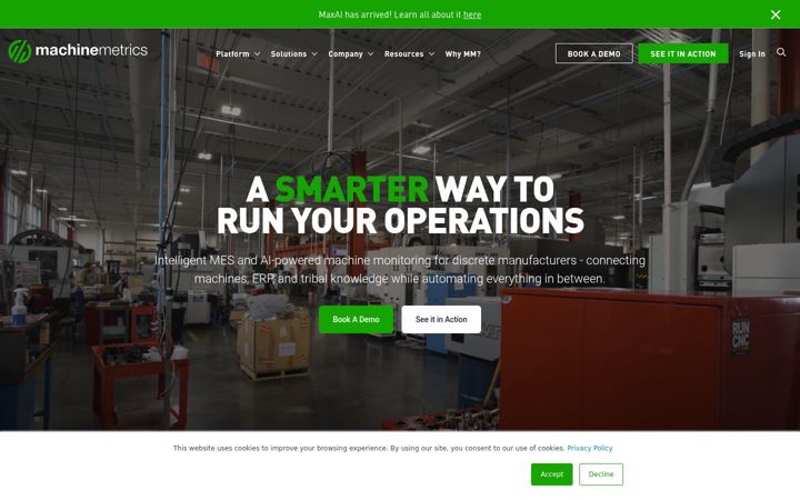 Screenshot of machinemetrics.com