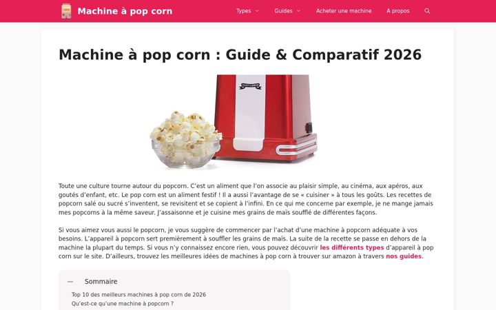 Screenshot of machinepopcorn.fr