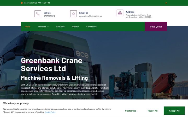 Screenshot of machineremovals.co.uk
