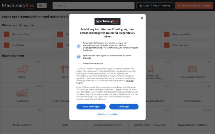 Screenshot of machineryline.de