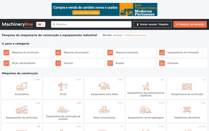 Screenshot of machineryline.pt