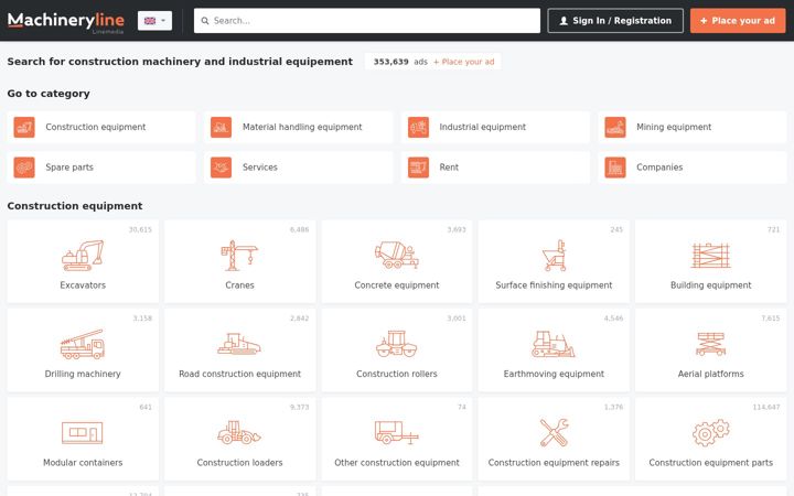 Screenshot of machineryline.uk