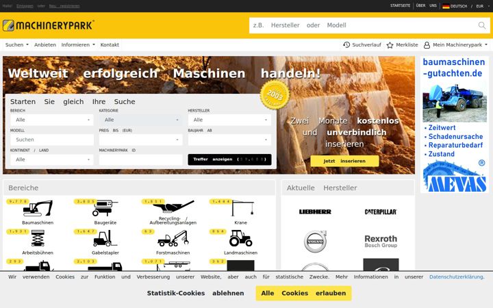 Screenshot of machinerypark.com