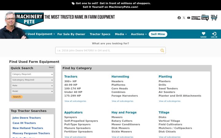 Screenshot of machinerypete.com