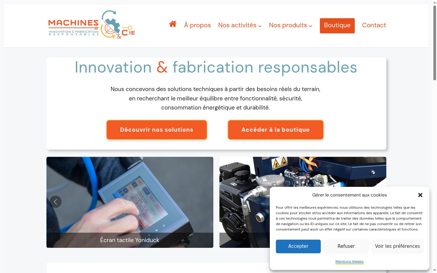 Capture d'écran de la bannière de consentement affichée avant toute interaction