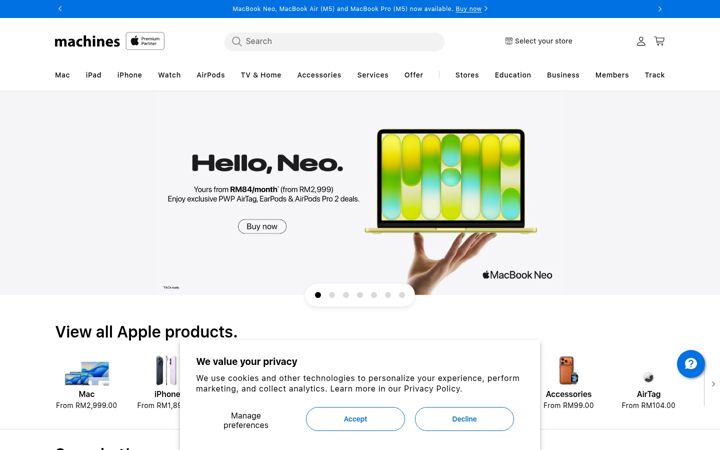 Screenshot of machines.com.my