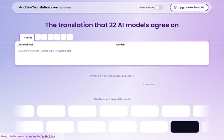 Screenshot of machinetranslation.com