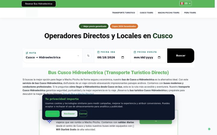 Screenshot of machupicchubushidroelectrica.com