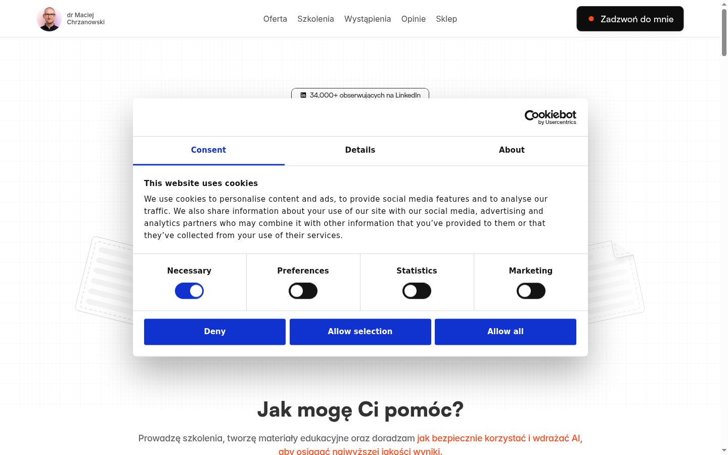 Snímek obrazovky baneru souhlasu zobrazeného před jakoukoli interakcí