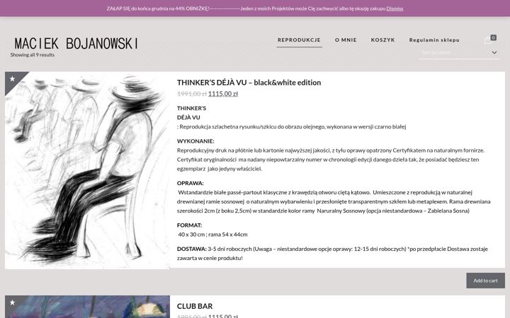 Captură de ecran a maciekbojanowski.pl