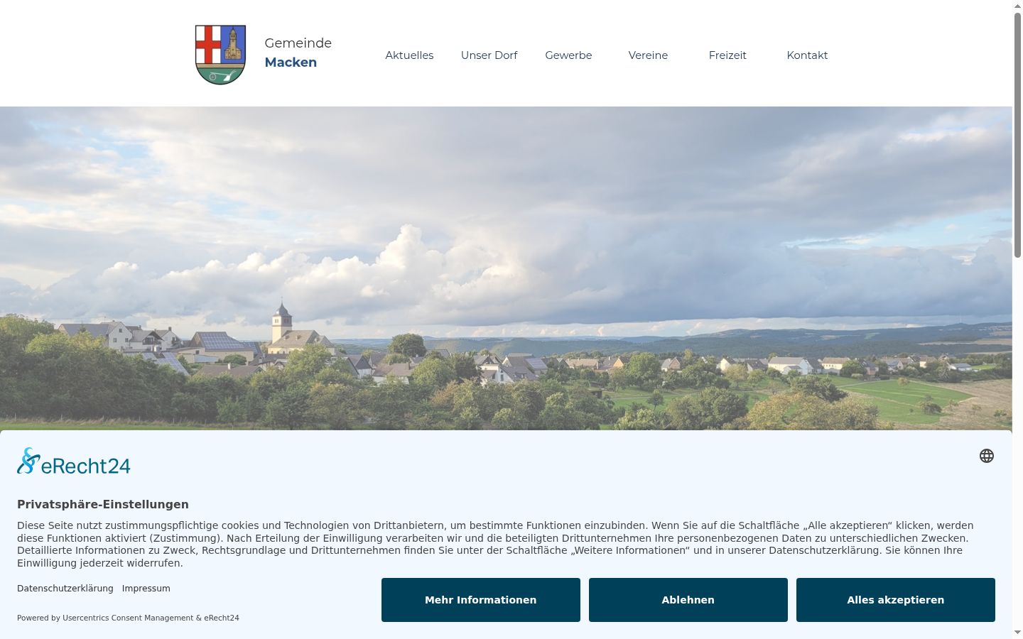 Snímka obrazovky banera súhlasu zobrazeného pred akoukoľvek interakciou