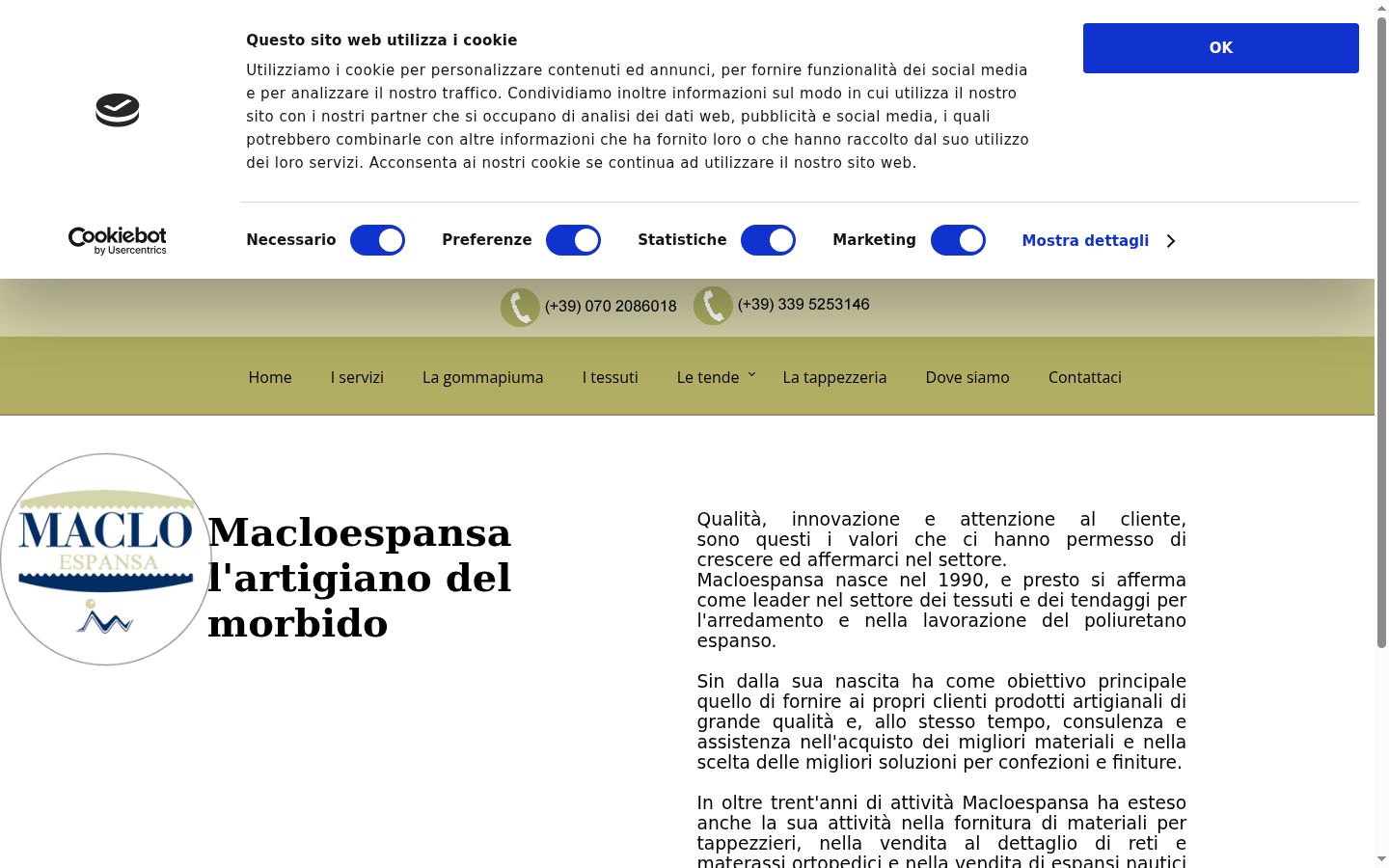 Screenshot del banner di consenso mostrato prima di qualsiasi interazione