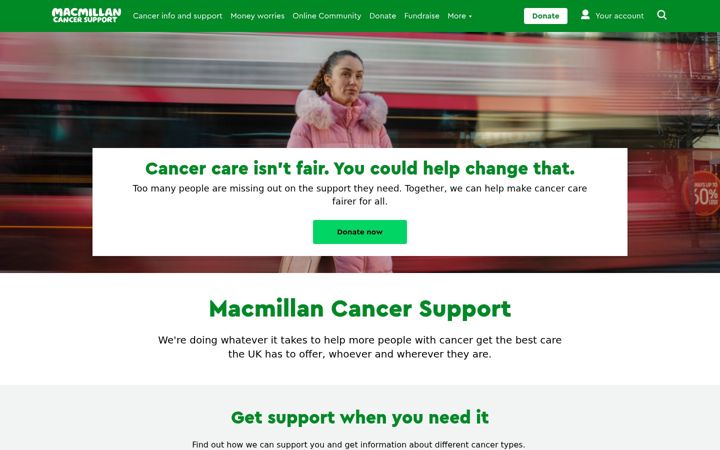 Screenshot ta' macmillan.org.uk
